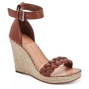 NWOT Dolce Vita Nilton Espadrille Wedge Heels Natural Leather Brown Tan Size 9